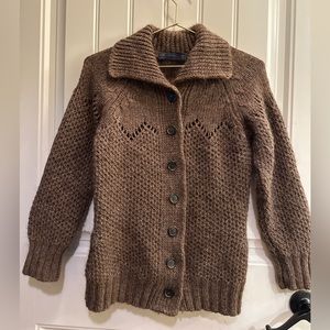 Zara Knit Wool & Alpaca blend vintage style chunky Collar Cardigan size small